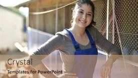  Presentation with poultry farm biology - Cool new presentation theme with smiling-young-farmer-standing backdrop and a coral colored foreground