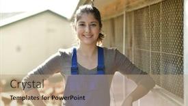  Presentation with poultry farm biology - Slides consisting of smiling-young-farmer-standing background and a coral colored foreground