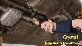  Presentation with female mechanic - Amazing PPT layouts having autoangle - low angle view of smiling backdrop and a tawny brown colored foreground