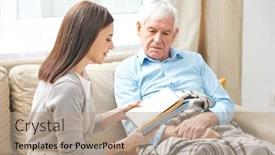  Presentation with social worker - Audience pleasing presentation theme consisting of smiling-young-female-social-worker backdrop and a coral colored foreground