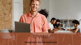  Presentation with ginger - Slide deck with smiling-young-ginger-man background and a red colored foreground