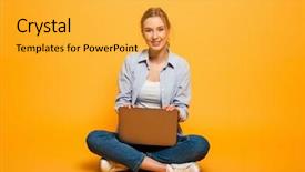  Presentation with smiling little girl - Colorful PPT theme enhanced with smiling young girl with braces backdrop and a yellow colored foreground