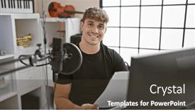  Presentation with hispanic - PPT layouts consisting of smiling-young-hispanic-man and a tawny brown colored foreground