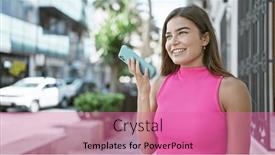 Presentation with hispanic - Presentation theme with smiling-young-hispanic-woman-radiantly and a coral colored foreground