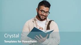  Presentation with writing notes - Presentation consisting of smiling-young-indian-man-wearing background and a teal colored foreground