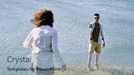  Presentation with stretching - Presentation theme with smiling-young-male-hiker-stretching background and a light blue colored foreground