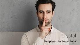  Presentation with gold man smile - Cool new slide deck with smiling-young-man-asking backdrop and a mint green colored foreground