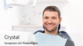  Presentation with surgery colon - Presentation consisting of man at dentist's surgery background and a light gray colored foreground