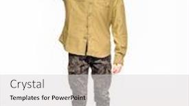  Presentation with clothing - Cool new presentation design with smiling-young-man-in-camouflage backdrop and a light gray colored foreground