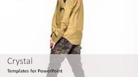  Presentation with clothing - Beautiful presentation theme featuring smiling-young-man-in-camouflage backdrop and a light gray colored foreground