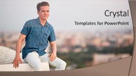  Presentation with denim - Slide set having smiling-young-man-in-denim background and a lemonade colored foreground