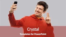  Presentation with iot agriculture technology concept man - Slide deck enhanced with smiling young man in red background and a crimson colored foreground