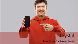  Presentation with iot agriculture technology concept man - Cool new PPT theme with smiling young man in red backdrop and a red colored foreground