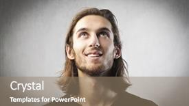  Presentation with upwards - Amazing presentation theme having smiling young man looking upwards backdrop and a coral colored foreground
