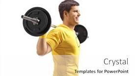  Presentation with lifting weights - Slides featuring smiling-young-man-standing background and a white colored foreground