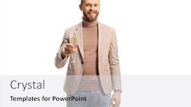  Presentation with toasting - PPT theme having smiling-young-man-toasting background and a light gray colored foreground