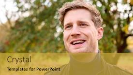  Presentation with autumn - Theme enhanced with smiling-young-man-wearing-coat background and a gold colored foreground