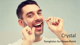  Presentation with dental hygiene - Cool new slides with smiling young man with floss backdrop and a lemonade colored foreground