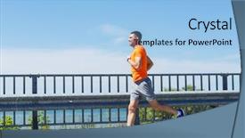  Presentation with young healthy people - Colorful slide deck enhanced with smiling young man with heart backdrop and a light blue colored foreground