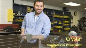  Presentation with workshop tools - PPT layouts with watercolor sketch of camera isolated on white background background and a tawny brown colored foreground