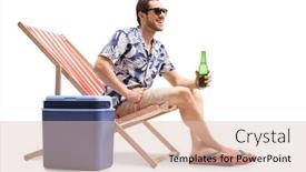  Presentation with beer bottle - Presentation theme featuring smiling-young-man background and a lemonade colored foreground