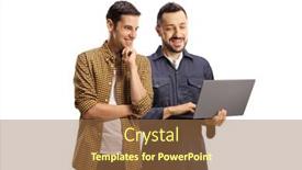  Presentation with auto - PPT theme enhanced with smiling-young-man background and a coral colored foreground