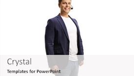  Presentation with wireless - Beautiful PPT layouts featuring smiling-young-man backdrop and a white colored foreground