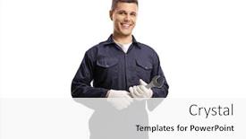  Presentation with mechanic - Theme enhanced with smiling-young-mechanic-holding background and a white colored foreground