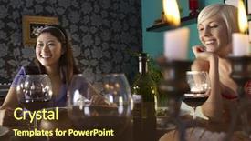  Presentation with dinner party - Amazing presentation having smiling young multiethnic women enjoying backdrop and a tawny brown colored foreground