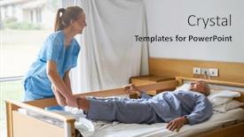  Presentation with bed - Presentation having smiling-young-nurse-lifting-legs background and a light gray colored foreground