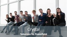  Presentation with smartphones - Theme featuring smiling-young-people-with-smartphones background and a ocean colored foreground