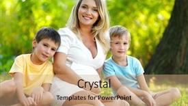  Presentation with pregnant mother - Audience pleasing PPT theme consisting of pregnant mother with two son backdrop and a coral colored foreground