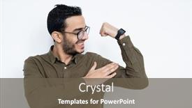  Presentation with standing strong - PPT layouts consisting of smiling-young-strong-man background and a tawny brown colored foreground