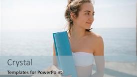  Presentation with yoga - Amazing presentation design having smiling-young-woman-holding-yoga backdrop and a light blue colored foreground