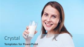  Presentation with health wellbeing - PPT theme with smiling-young-woman-in-white background and a light blue colored foreground