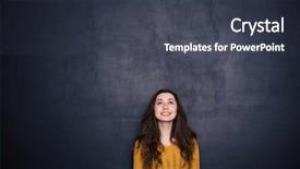  Presentation with black woman - PPT layouts with smiling young woman looking up background and a tawny brown colored foreground
