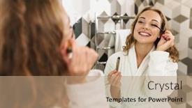  Presentation with doing the right thing - Audience pleasing slide deck consisting of smiling-young-woman-wearing-bathrobe backdrop and a coral colored foreground