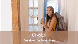  Presentation with hostel - Cool new theme with smiling-young-woman-with-backpack backdrop and a coral colored foreground