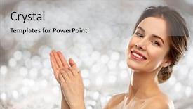  Presentation with beauty - PPT layouts having smiling young woman with bare background and a  colored foreground