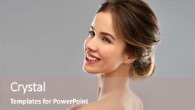  Presentation with beauty - Slide set with smiling young woman with bare background and a  colored foreground