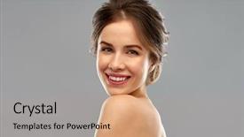  Presentation with beauty - Presentation design featuring smiling young woman with bare background and a  colored foreground