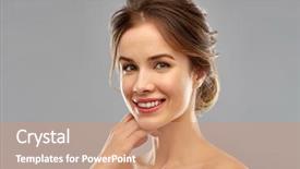  Presentation with beauty - Presentation featuring smiling young woman with bare background and a coral colored foreground