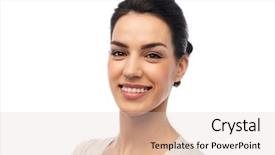  Presentation with mens fashion portrait - Amazing presentation design having smiling young woman with braces backdrop and a lemonade colored foreground