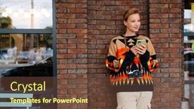  Presentation with wall street - Presentation theme enhanced with smiling-young-woman-with-camera background and a tawny brown colored foreground