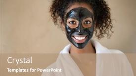  Presentation with charcoal - Slide deck having smiling-young-woman-with-charcoal background and a coral colored foreground