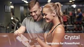  Presentation with woman sport - Colorful PPT layouts enhanced with smiling young woman with personal backdrop and a coral colored foreground