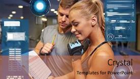  Presentation with woman sport - Amazing slide deck having smiling young woman with personal backdrop and a coral colored foreground