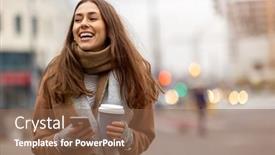  Presentation with coffee cup - Presentation design enhanced with smiling-young-woman-with-smart background and a tawny brown colored foreground