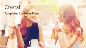  Presentation with tea coffee - Slides having smiling young women drinking coffee background and a cream colored foreground