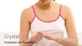  Presentation with cream - Cool new PPT theme with smiling-youngl-woman-applying-cream backdrop and a lemonade colored foreground